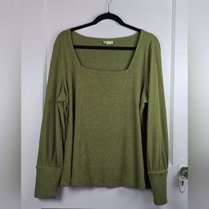 A.n.a. Cozy Green Ribbed Top 0X